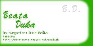 beata duka business card